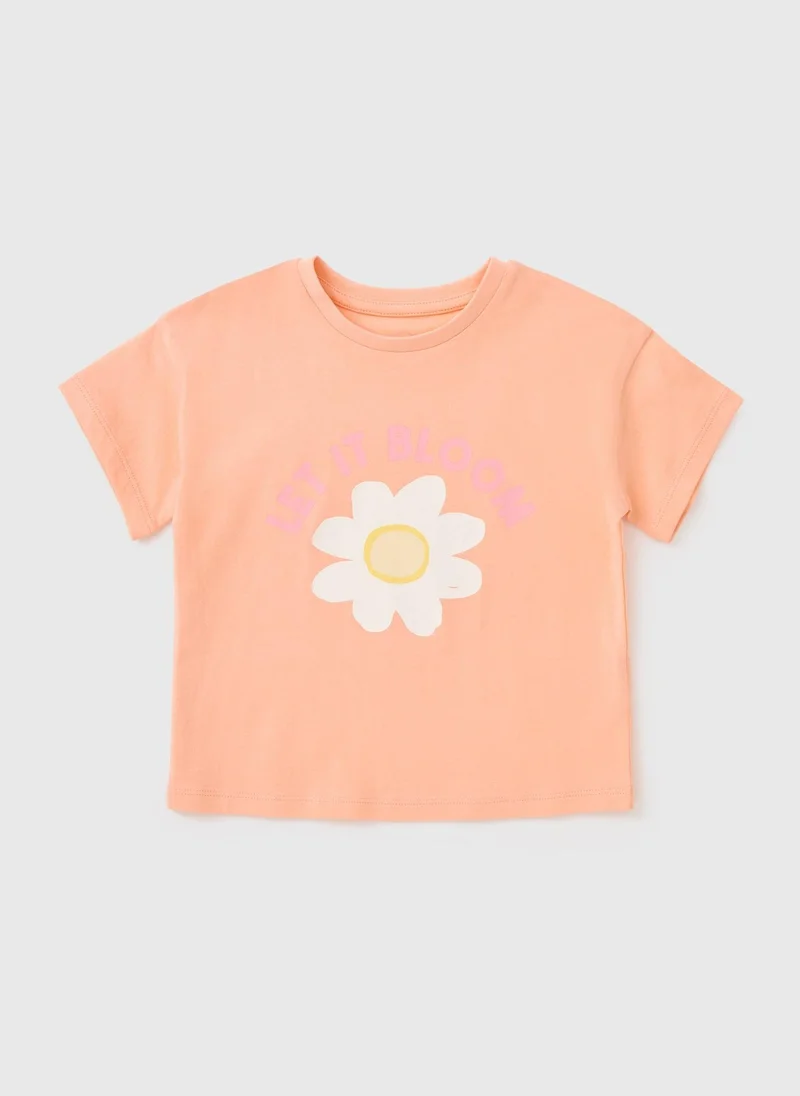 ماتلان تيشيرت بناتي دعها تزهر برتقالي