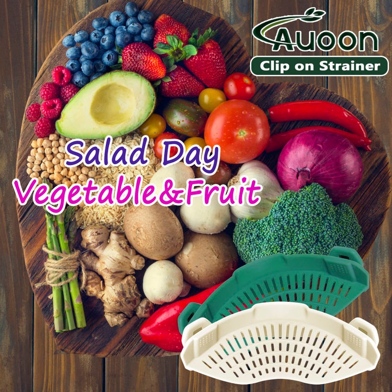 AUOON Clip On Strainer Silicone for All Pots and Pans, Pasta Strainer Clip on Food Strainer for Meat Vegetables Fruit Silicone Kitchen Colander (White) - Image 5