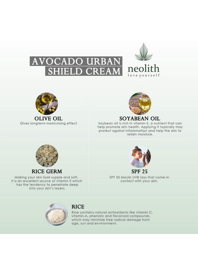 NEOLITH Avocado Urban Shield Face Cream ; Antipollution Daily Face Cream With Spf30 For Bright And Glowing Skin ;; Pollution Defense Cream Uv Day Cream 50 Gm ;; For Men & Women  - Image 4