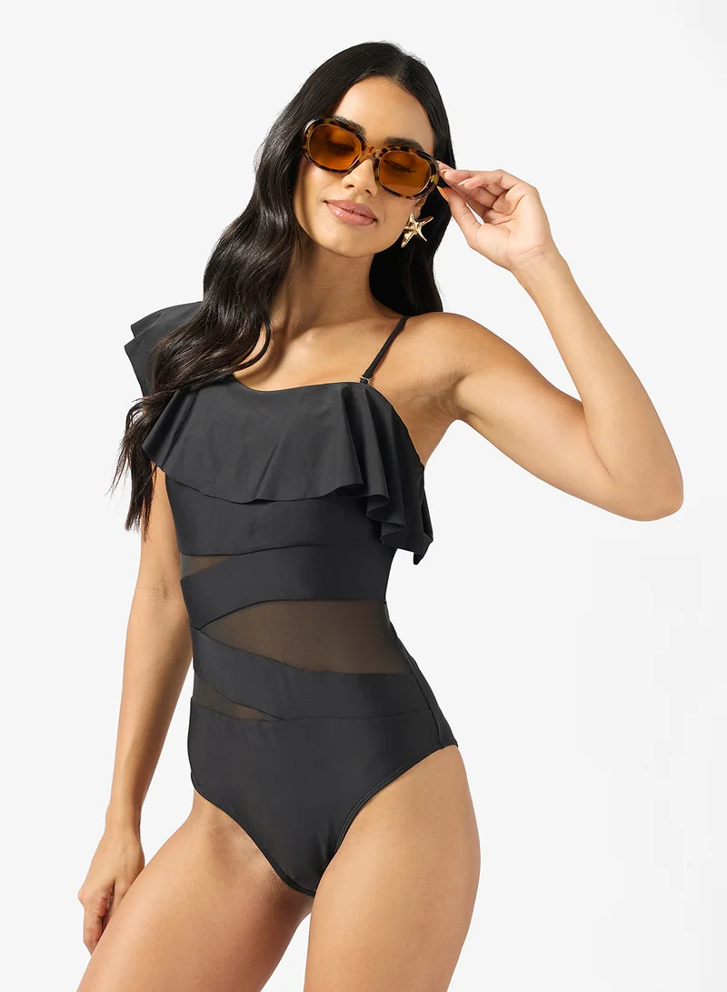 ELLA Ruffled One Shoulder Swimsuit