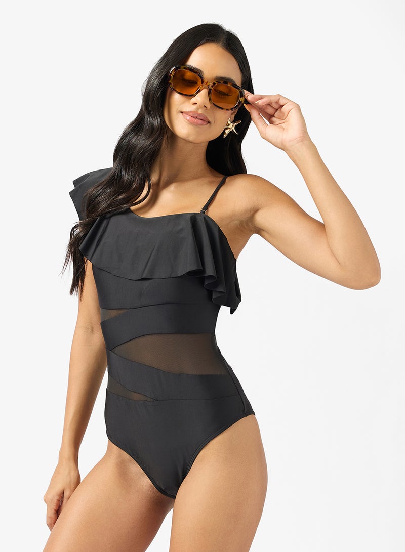 ELLA Ruffled One Shoulder Swimsuit - Image 1
