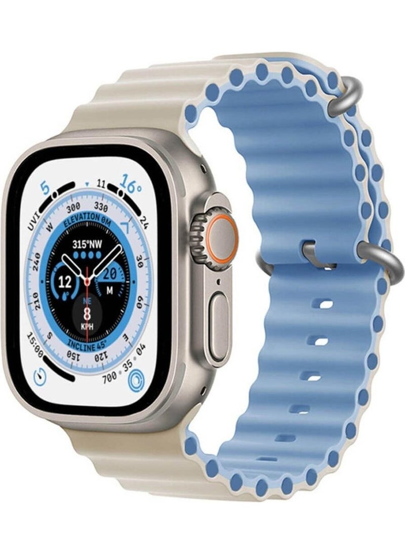 Koodmax - Apple Watch Compatible Ultra Double Color Ocean Loop Band Strap 42 44 45 49MM - Image 1