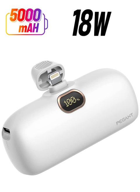 5000mAh Mini Power Bank with 18W PD3.0 Fast Charging, Compact and Portable Charger Small External Powerbank Battery, Compatible with iPhone, iPad, AirPods, MacBook (White)