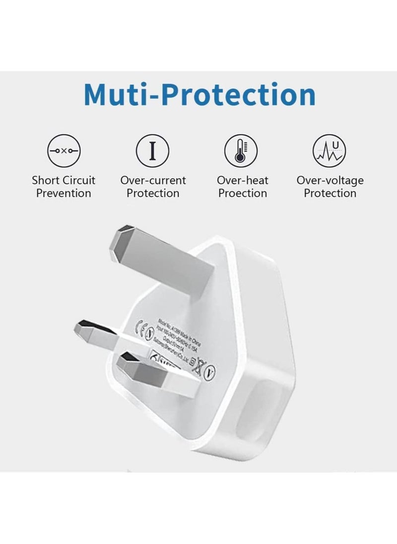 Generic iPhone Charger Plug and Lightning Cable【Apple MFi Certified】2 Pack 3 pin USB Fast Wall Charging Power Adapter with 2 Pack 1M Lightning to USB Fast Charging Cord for iPhone 14/13/12/11/XS/X/8/7/6/iPad  - Image 5