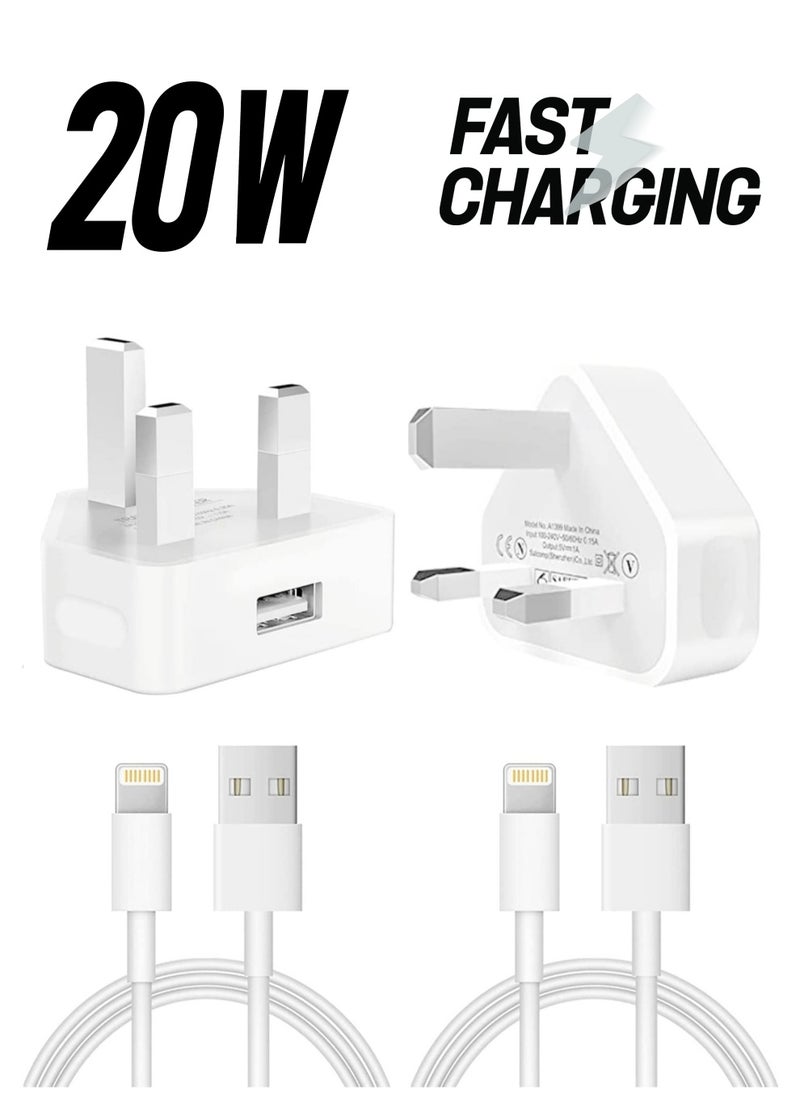 Generic iPhone Charger Plug and Lightning Cable【Apple MFi Certified】2 Pack 3 pin USB Fast Wall Charging Power Adapter with 2 Pack 1M Lightning to USB Fast Charging Cord for iPhone 14/13/12/11/XS/X/8/7/6/iPad  - Image 1
