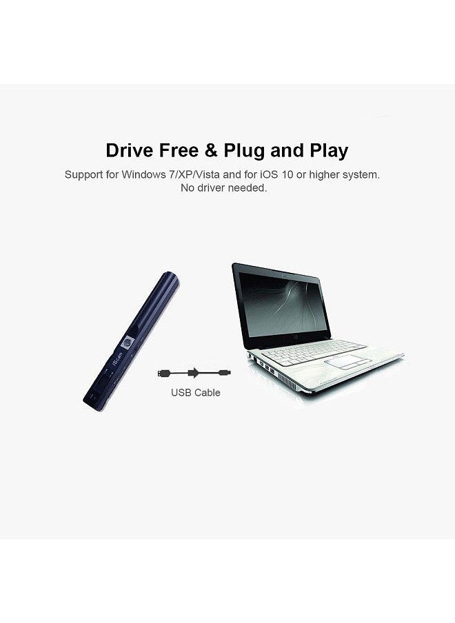 iScan - Portable Scanner Mini Handheld Document Scanner A4 Book Scanner JPG and PDF Format 300/600/900 DPI - Image 1