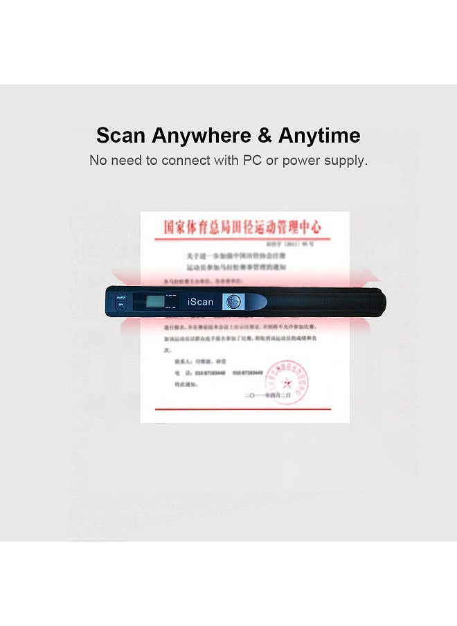 iScan - Portable Scanner Mini Handheld Document Scanner A4 Book Scanner JPG and PDF Format 300/600/900 DPI - Image 1