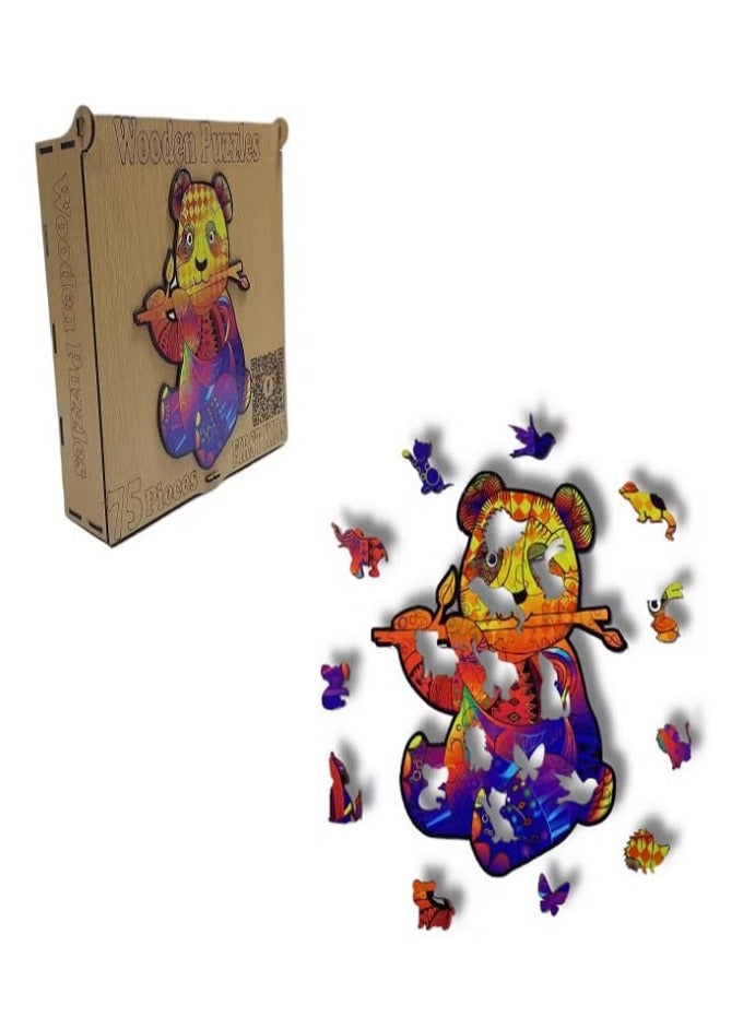 Panda Wooden Puzzle, for Adults and Kids | High-Quality Laser Cut Wood | 3D Animal Puzzle (75 Pieces) - Image 1