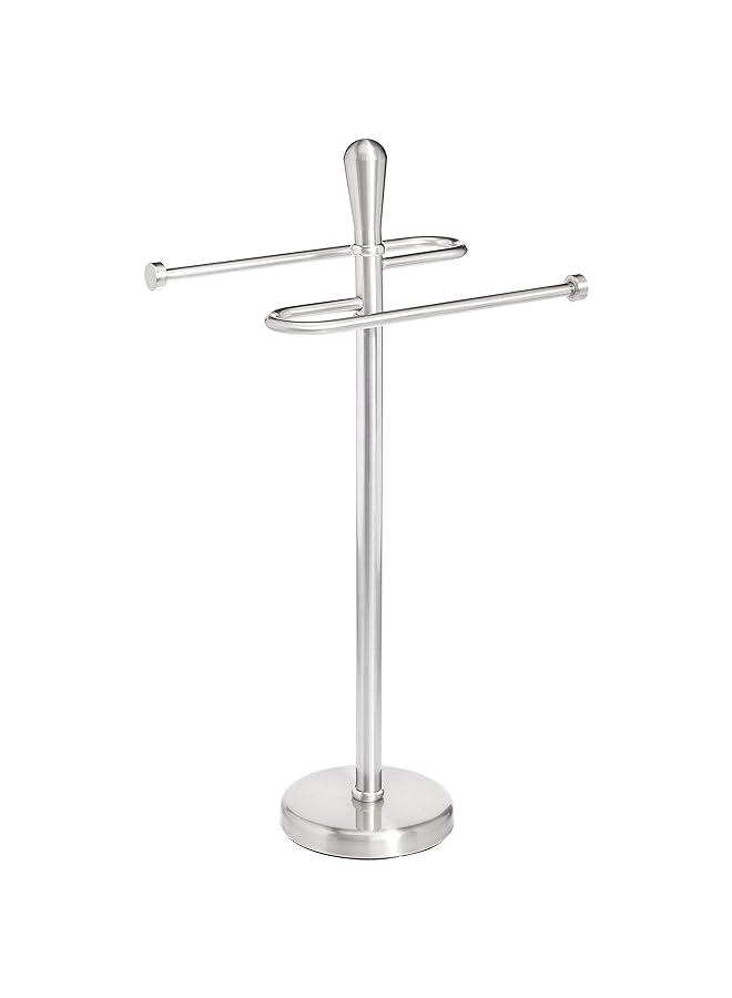 Bathroom Accessory Collection Round Top Towel Holder Brushed Steel - Image 1