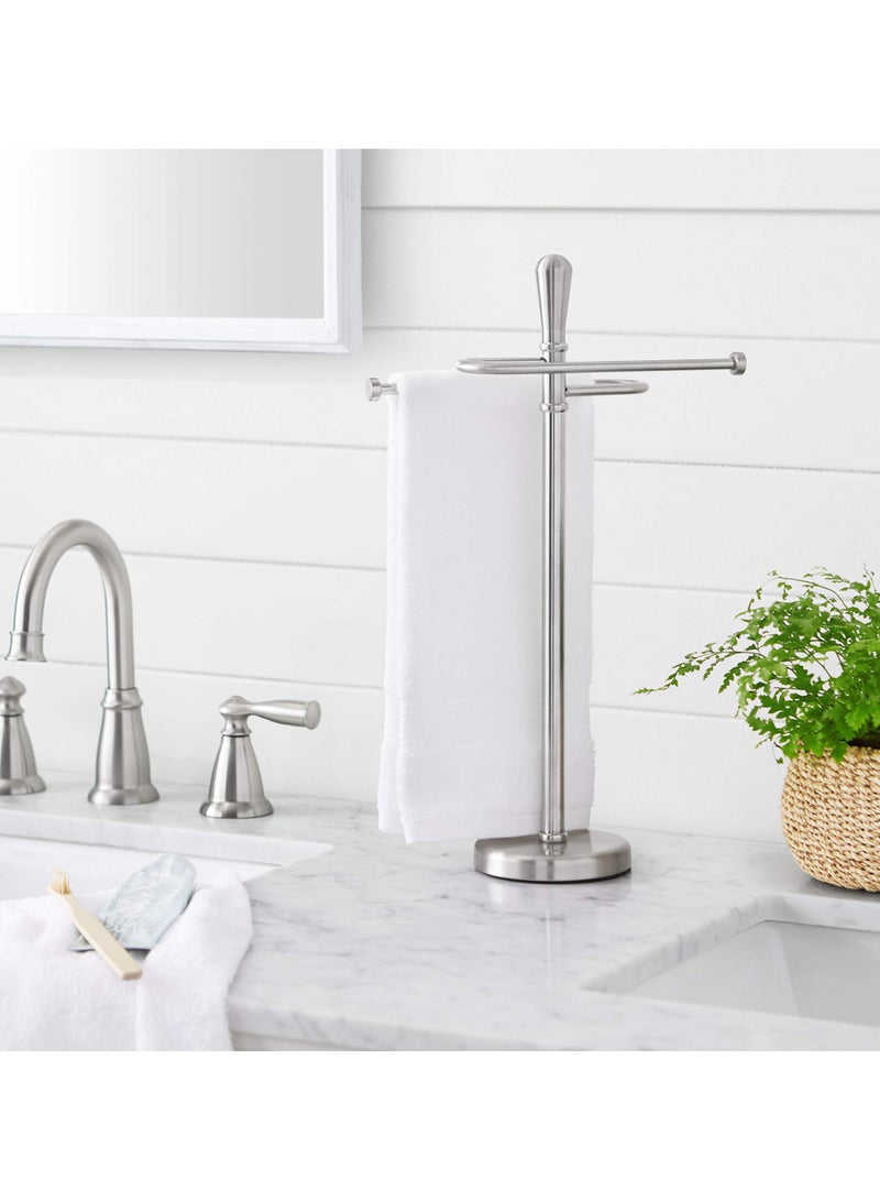 Bathroom Accessory Collection Round Top Towel Holder Brushed Steel - Image 5