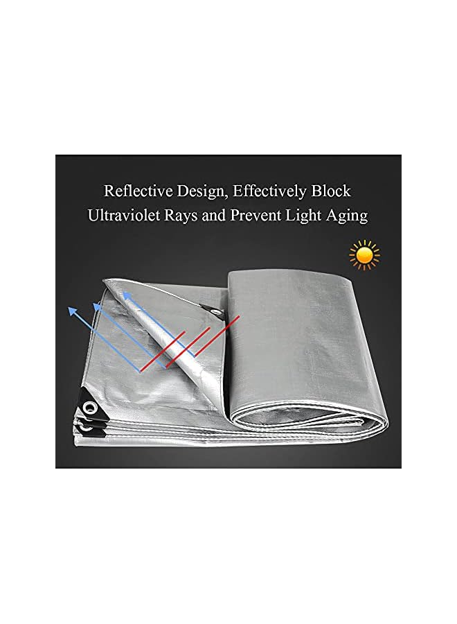 The Bros Tarpaulin Waterproof Heavy Duty, 200gram/square Metre Tarpaulin PE Tarpaulin Waterproof Blue Tarp Sheet Premium Quality Cover Tarp for Outdoor Camping,Silver,4m x 5m - Image 5