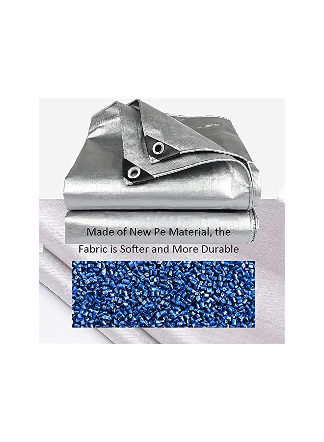 The Bros Tarpaulin Waterproof Heavy Duty, 200gram/square Metre Tarpaulin PE Tarpaulin Waterproof Blue Tarp Sheet Premium Quality Cover Tarp for Outdoor Camping,Silver,4m x 5m - Image 3