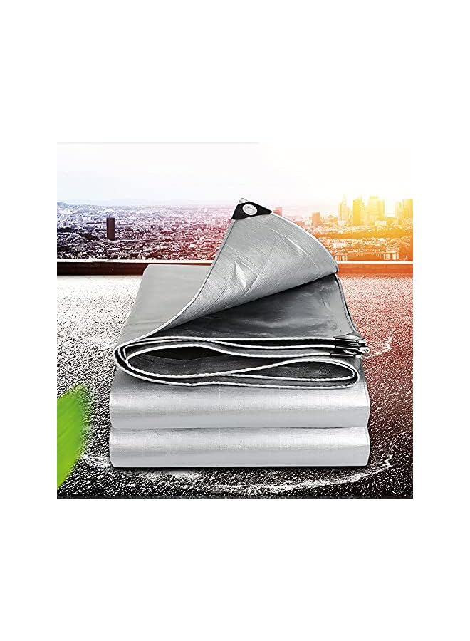 The Bros Tarpaulin Waterproof Heavy Duty, 200gram/square Metre Tarpaulin PE Tarpaulin Waterproof Blue Tarp Sheet Premium Quality Cover Tarp for Outdoor Camping,Silver,4m x 5m - Image 2