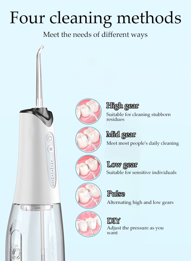 DUNISO Portable Water Dental Flosser ,Dental Oral Irrigator With 4 Modes ,4 Replaceable  Jet Nozzles, Rechargeable IPX7 Waterproof Teeth Cleaner For Home And Travel 300ML - Image 3