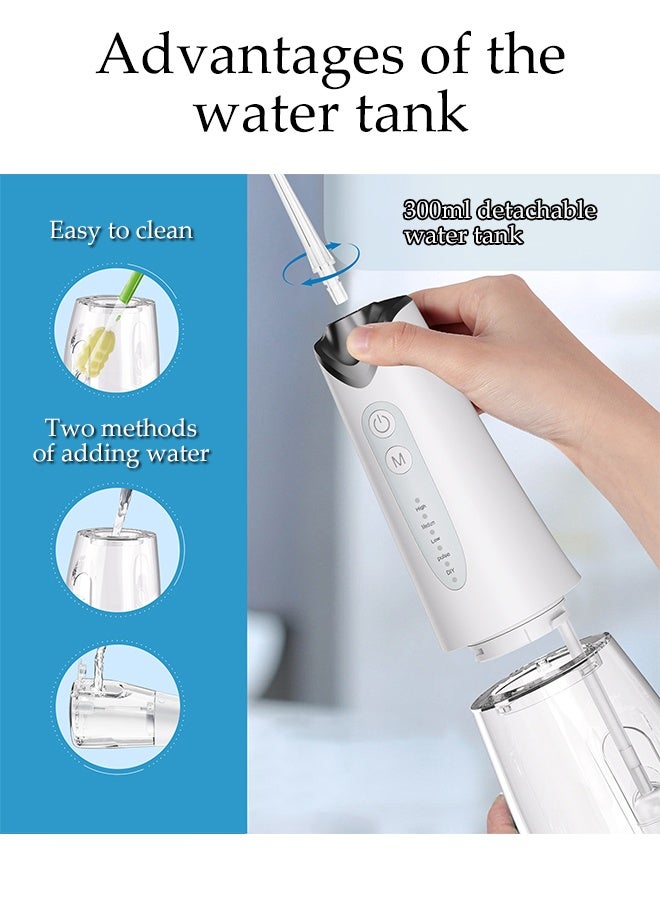 DUNISO Portable Water Dental Flosser ,Dental Oral Irrigator With 4 Modes ,4 Replaceable  Jet Nozzles, Rechargeable IPX7 Waterproof Teeth Cleaner For Home And Travel 300ML - Image 4