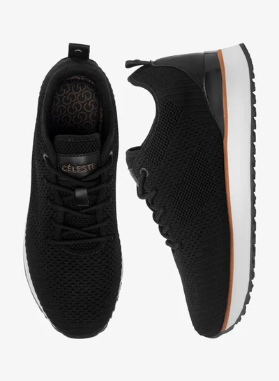 Celeste Women's Mesh Textured Sneakers with Lace-Up Closure