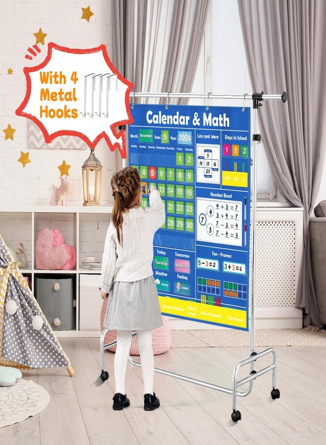 SkilLify Circle Time Calendar Pocket Chart for Classroom, Kids Learning Center with Weather Seasons Emotions & Math Activities, Addition Subtraction Manipulatives, Preschool Homeschool Supplies - Image 4