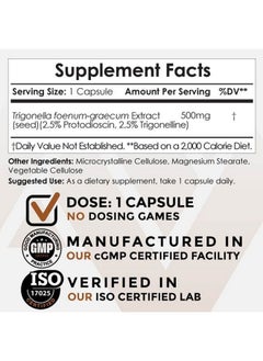 Nootropics Depot Fenugreek Extract Capsules ; 500Mg ; 60 Ct ; 2.5% Trigonelline 2.5% Protodioscin ; Trigonella Foenumgraecum ; Mood Fitness & Metabolic Function  - Image 3