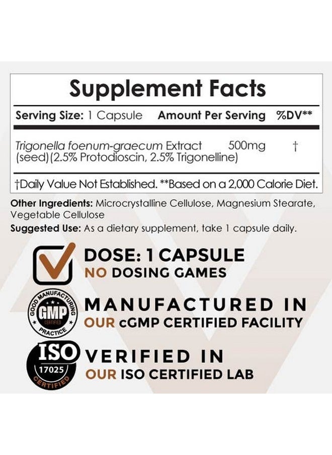 Nootropics Depot - Fenugreek Extract Capsules ; 500Mg ; 60 Ct ; 2.5% Trigonelline 2.5% Protodioscin ; Trigonella Foenumgraecum ; Mood Fitness & Metabolic Function - Image 1