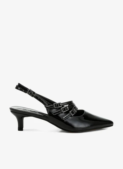 London Rag Triple Strap Slingback Sandals in Black