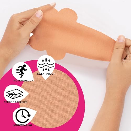 Tbwisher Boob Tape for Breast Lift Boobytape - 3 Pairs Sticky Body Tape for Push-up Breast Support Lift 5 pairs Nipple covers (Beige, A-B) - Image 2