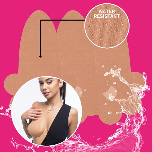 Tbwisher Boob Tape for Breast Lift Boobytape - 3 Pairs Sticky Body Tape for Push-up Breast Support Lift 5 pairs Nipple covers (Beige, A-B) - Image 3