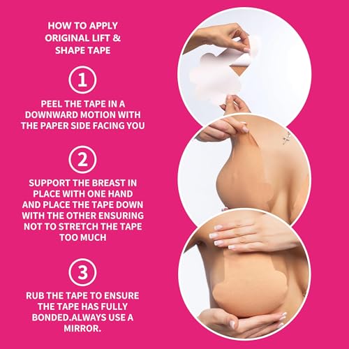 Tbwisher Boob Tape for Breast Lift Boobytape - 3 Pairs Sticky Body Tape for Push-up Breast Support Lift 5 pairs Nipple covers (Beige, A-B) - Image 4