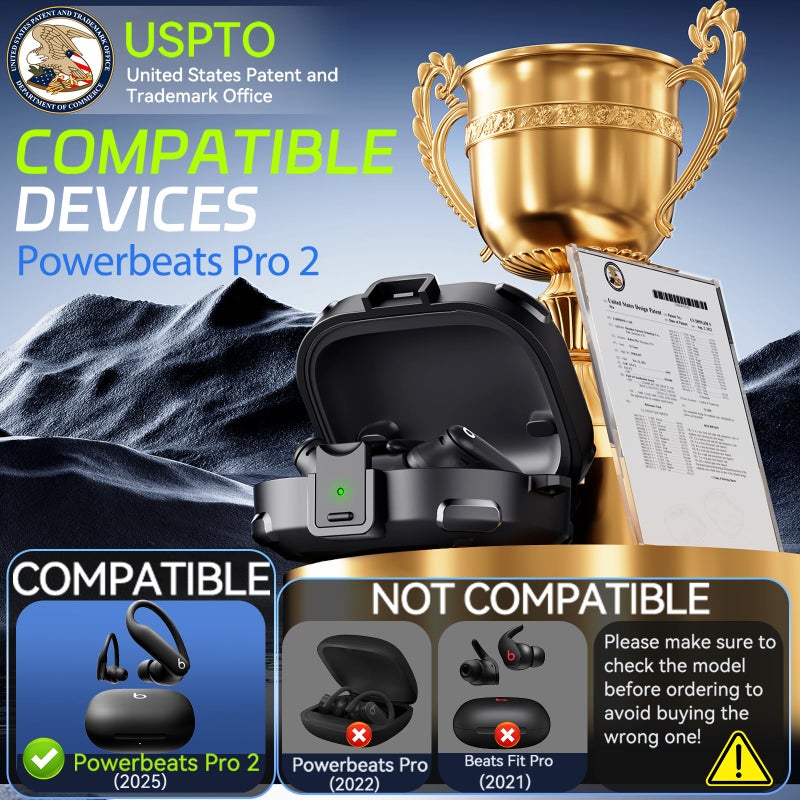 joremx for Powerbeats Pro 2 Case ã€with Safety Lockã€‘, Shockproof Anti-scratch Protective Hard Cases Cover for Beats Powerbeats Pro 2 (2025) Wireless Bluetooth Earbuds Accessories, with Cleaning Kit & Keychain - Image 2