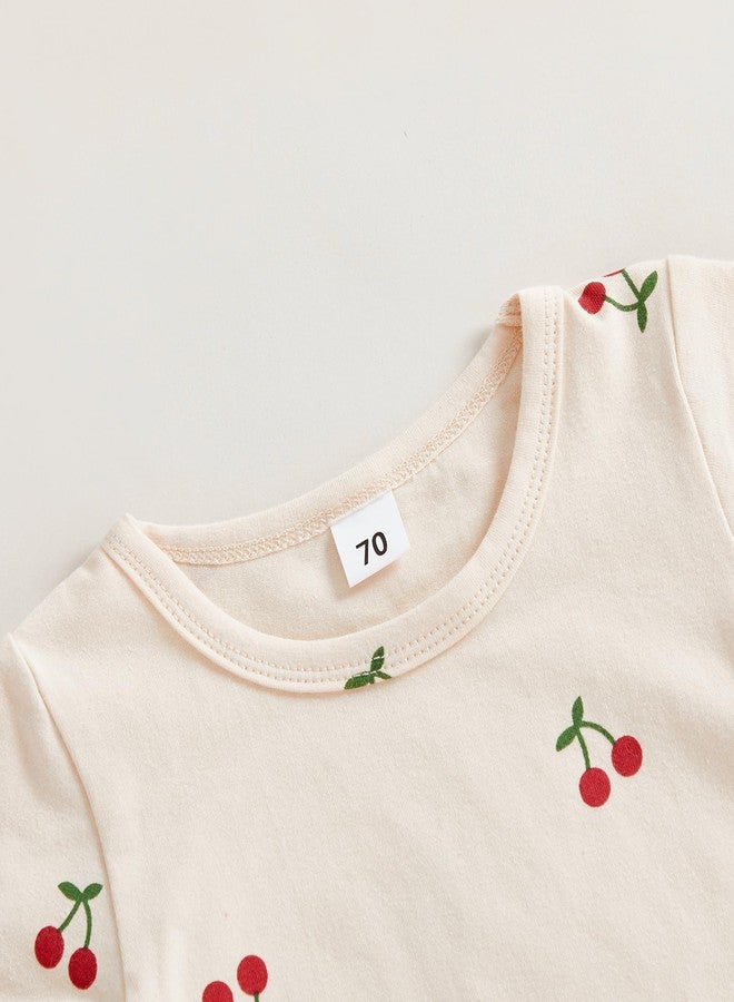 Thorn Tree Summer Baby Girl Clothes Short Sleeve Tops Elastic Shorts Cute Toddler Girls Outfits Infant Outfit (Apricot, 12-18 Months) - Image 5