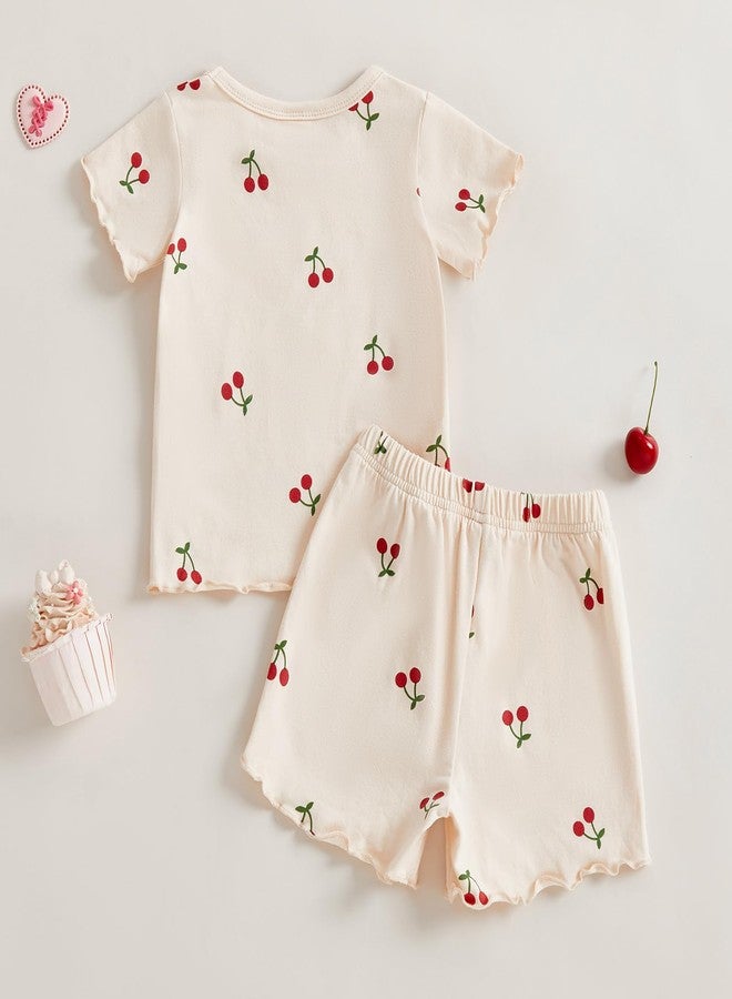 Thorn Tree Summer Baby Girl Clothes Short Sleeve Tops Elastic Shorts Cute Toddler Girls Outfits Infant Outfit (Apricot, 12-18 Months) - Image 4