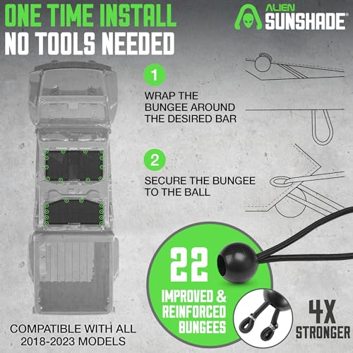 Alien Sunshade Jeep Gladiator Sun Shade Black (2018-2023) Jeep Gladiator Accessories, Front & Rear Mesh Sunshade, 4 Door Top, Reduces Wind & Noise Universal Fit - Image 3