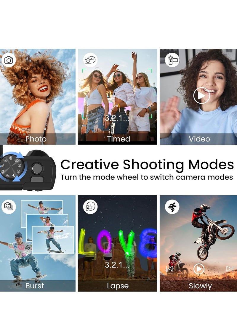 Lecran 5K Digital Camera,  75MP Vlogging Cameras, 18X Autofocus Point and Shoot Digital Camera with 3in 180°Flip Screen, Compact Vlog Travel Camara with 64G TF Card for Photography - Image 5
