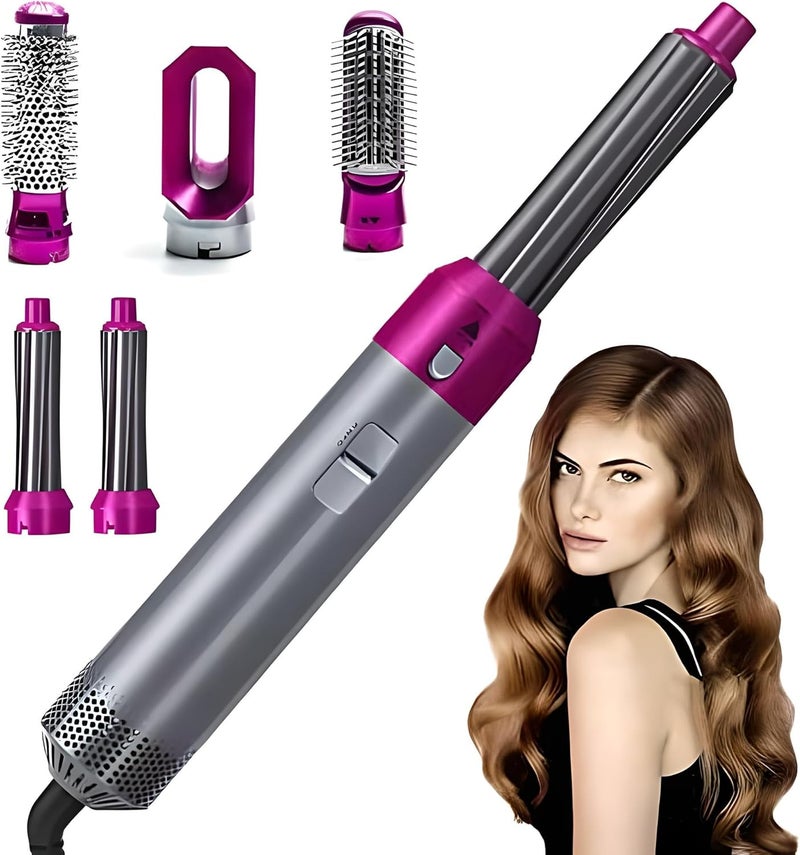 Air Brush, Hair Dryer Brush, 5 in 1 Anion Hair Styler Set, Interchangeable Heads, Professional Hairdressing Tools, for All Hairstyles, Blow Drying, Volumizing, Straightening, Curling
