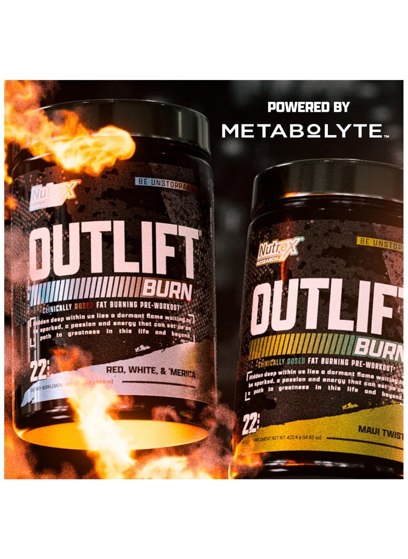 Nutrex Research OUTLIFT Burn Clinicaly Dosed Fat Burning Pre Workout Red White & Merica Flavour 22 servings  417.4 g g  - Image 5