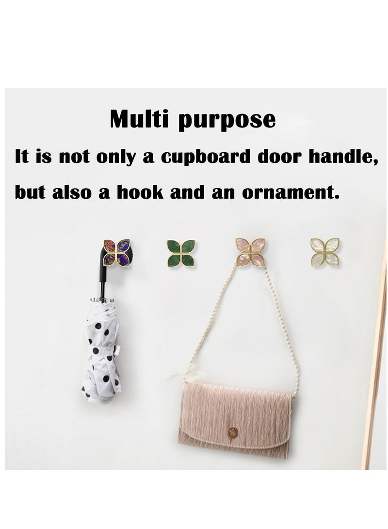 SYOSI Knobs Four-Leaf Clover Brass Pulls Handles, Gold Knobs Dresser Knobs Clover Cabinet Handles with Screws for Dresser Drawers Kitchen Cabinet White, 6 pcs - Image 2