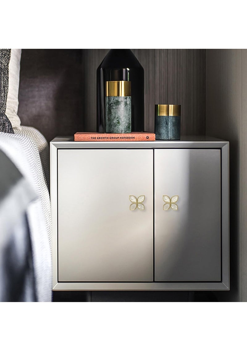 SYOSI Knobs Four-Leaf Clover Brass Pulls Handles, Gold Knobs Dresser Knobs Clover Cabinet Handles with Screws for Dresser Drawers Kitchen Cabinet White, 6 pcs - Image 3