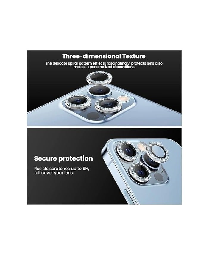 Generic - iPhone 12 pro /13 pro /13 Pro Max Camera Lens Protector, Glass Camera Cover Screen Protector Metal Individual Ring for iPhone models (iPhone 12 Pro Max, blue  - Image 3