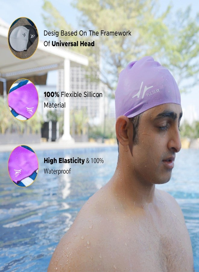 PULSEIT قبعة سباحة سيليكون من PulseITCap للنساء والرجال، للبالغين، خفيفة الوزن، مانعة للانزلاق، سهلة الارتداء والخلع، تحمي الشعر (رمادي) - Image 5