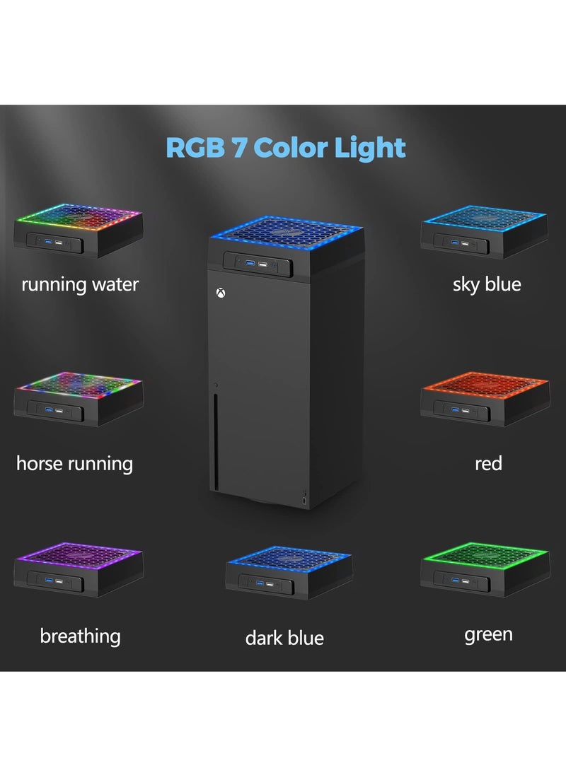 Flash Hawk Cooling Fan for Xbox Series X with Colorful Light Strip,Adjustable Speed Low Noise Top Fan with RGB LED Lights,2 USB Port and Touch Switch  - Image 4
