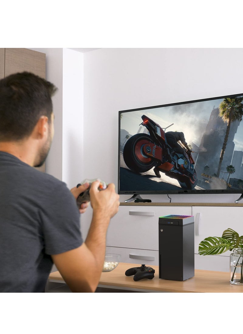 مروحة تبريد لوحدة تحكم Xbox Series X مع شريط إضاءة ملون ، مروحة علوية منخفضة الضوضاء بسرعة قابلة للتعديل مع مصابيح RGB LED ، 2 منفذ USB ومفتاح لمس