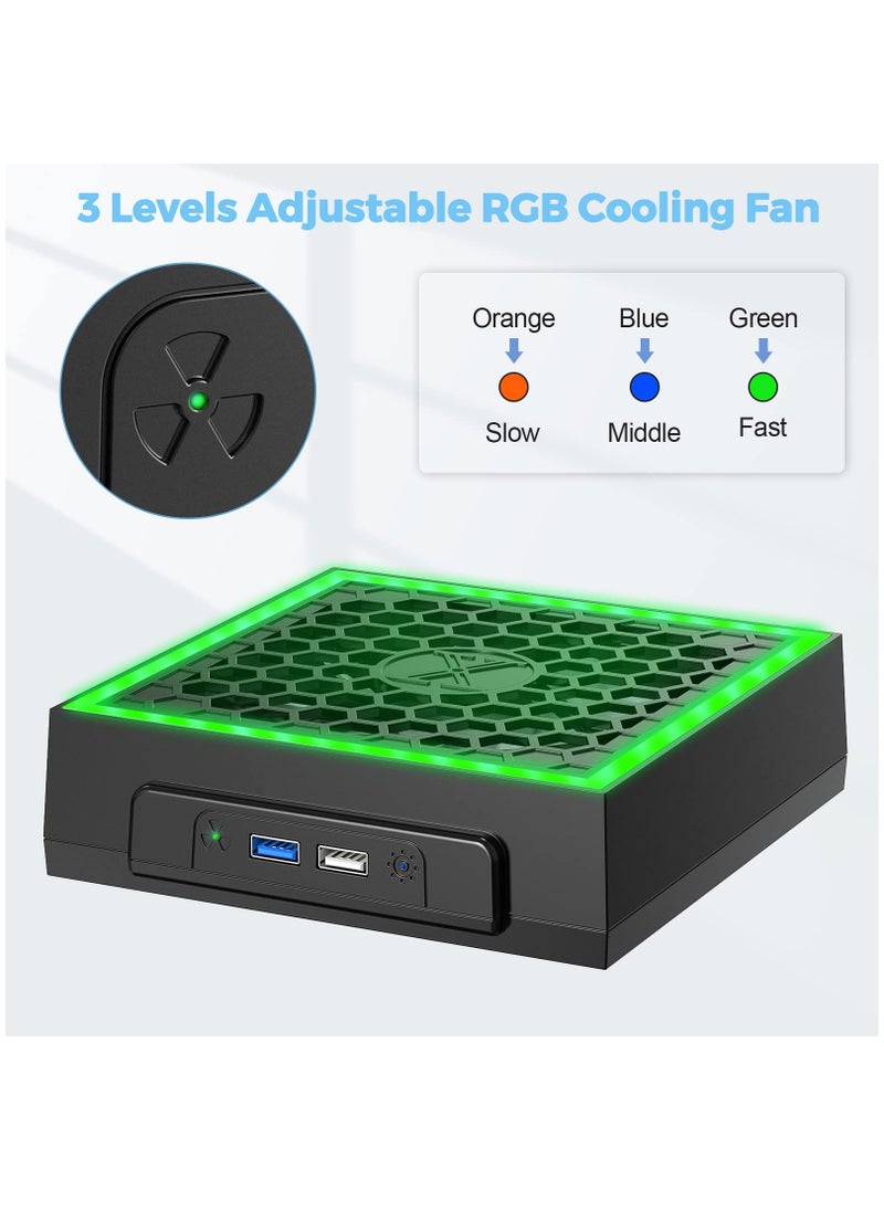 Flash Hawk Cooling Fan for Xbox Series X with Colorful Light Strip,Adjustable Speed Low Noise Top Fan with RGB LED Lights,2 USB Port and Touch Switch  - Image 3
