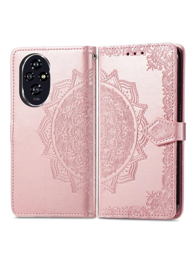 اس-توب جراب هاتف Honor 200 من الجلد المنقوش بزهرة ماندالا - Image 2