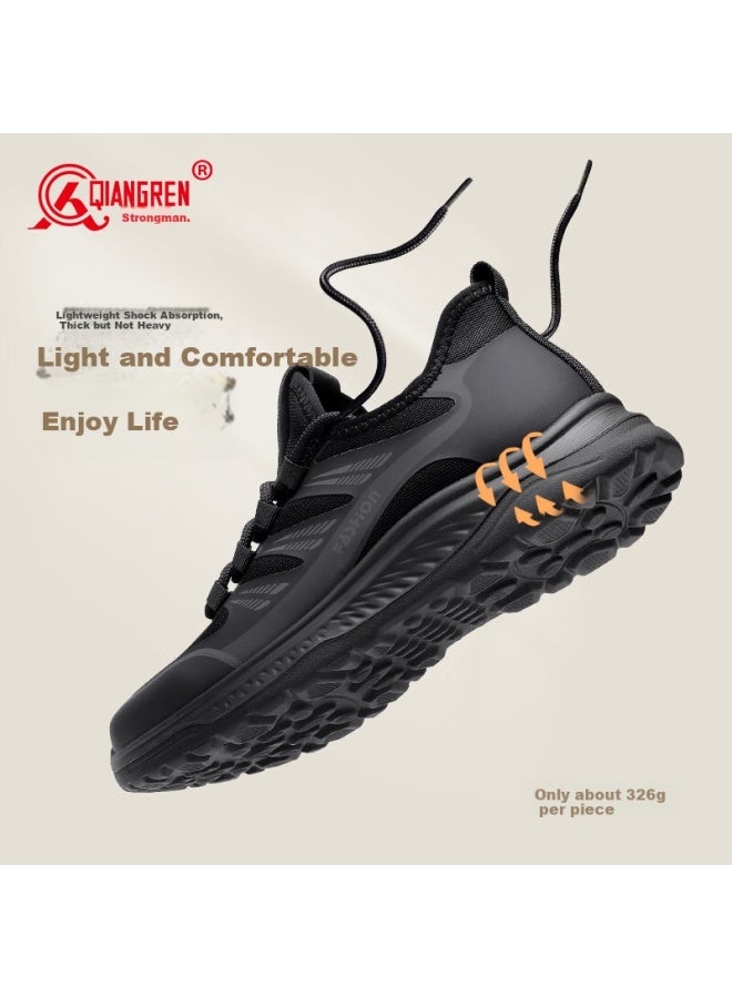 Strongman Qiangren Breathable Lightweight Commuter Casual Men's Shoes Outdoor Sports Jogging Shoes Jda73298 Black Size 42 - Image 1