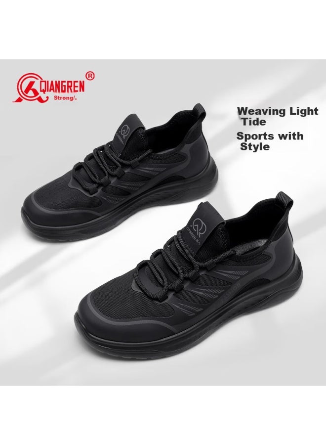 Strongman Qiangren Breathable Lightweight Commuter Casual Men's Shoes Outdoor Sports Jogging Shoes Jda73298 Black Size 42 - Image 5