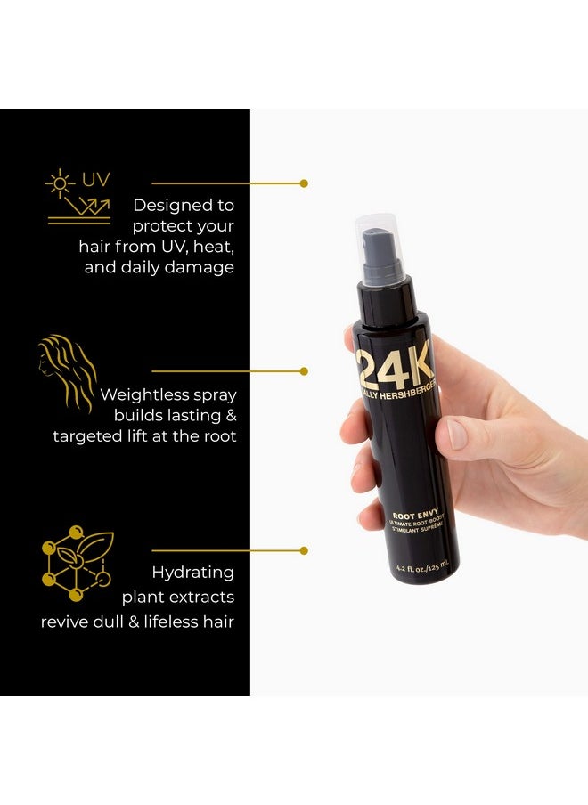 Sally Hershberger 24K Root Envy Ultimate Root Boost Volumizing Heatprotecting Root Spray For Medium To Fine Hair With Copolymers For Flexible Lift Nourishing 24K Gold Elixir Formula 4.2 Oz  - Image 3