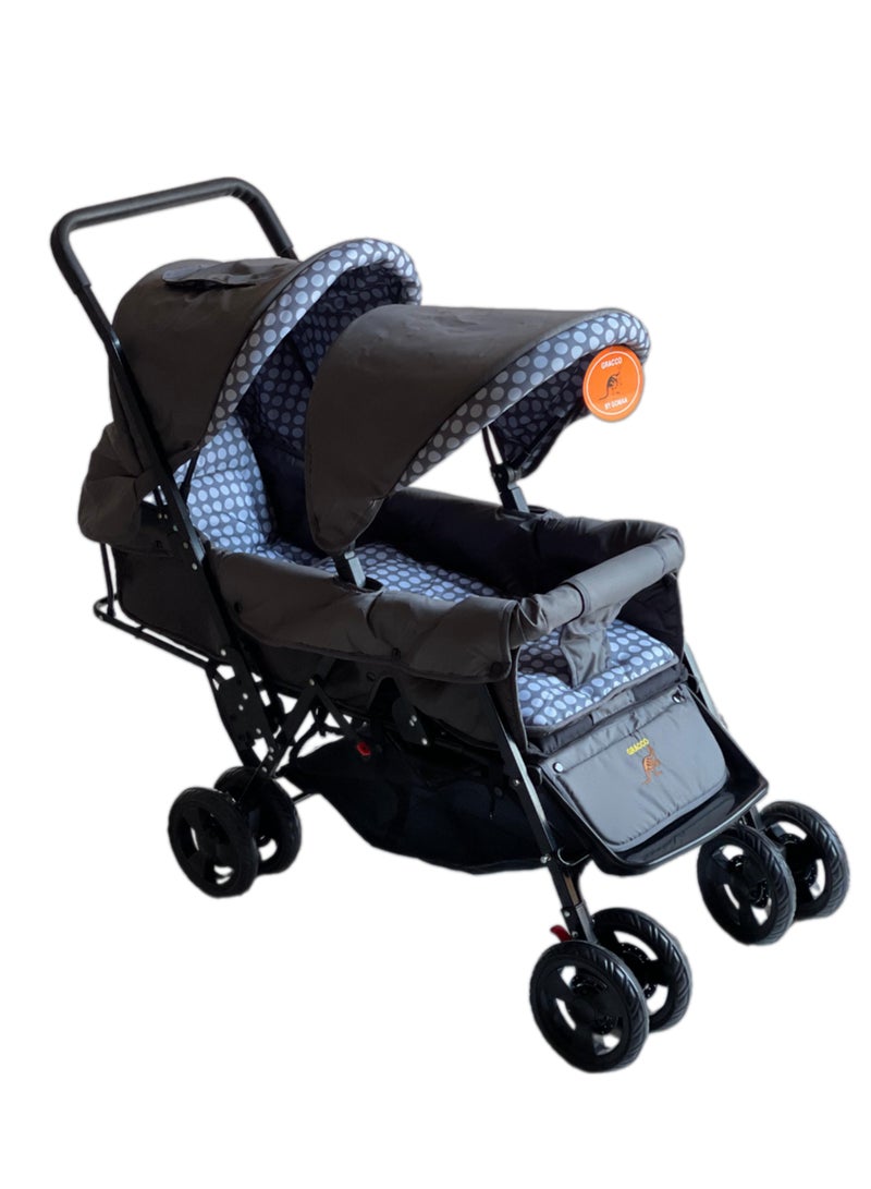 Foldable Twin Baby Double Stroller Kids Jogger Travel Infant Pushchair 3 Color-Blue - Image 1
