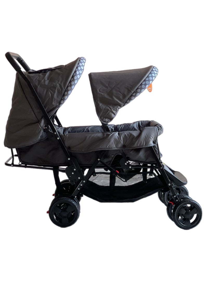 Foldable Twin Baby Double Stroller Kids Jogger Travel Infant Pushchair 3 Color-Blue - Image 3