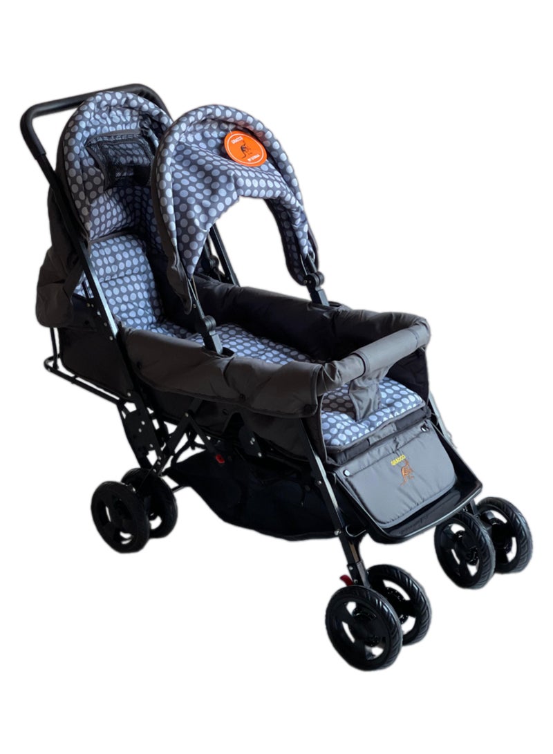 Foldable Twin Baby Double Stroller Kids Jogger Travel Infant Pushchair 3 Color-Blue - Image 2