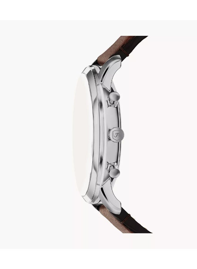 FOSSIL Men Leather Chronograph Wrist Watch FS6143 - Image 4