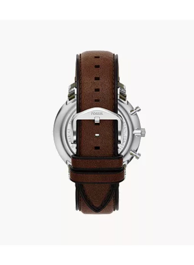 FOSSIL Men Leather Chronograph Wrist Watch FS6143 - Image 3